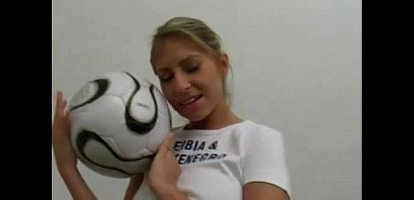  Sporty soccer girl teasing in nothing but panties